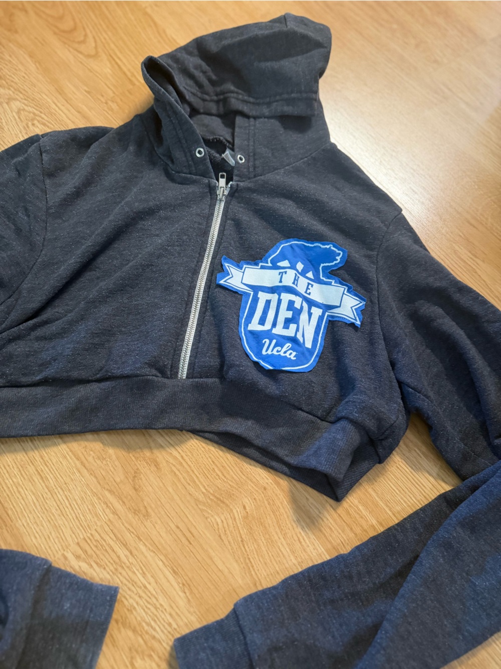 Cropped UCLA Zip Hoodie - Charcoal with Blue Logo - Picture 3 of 3